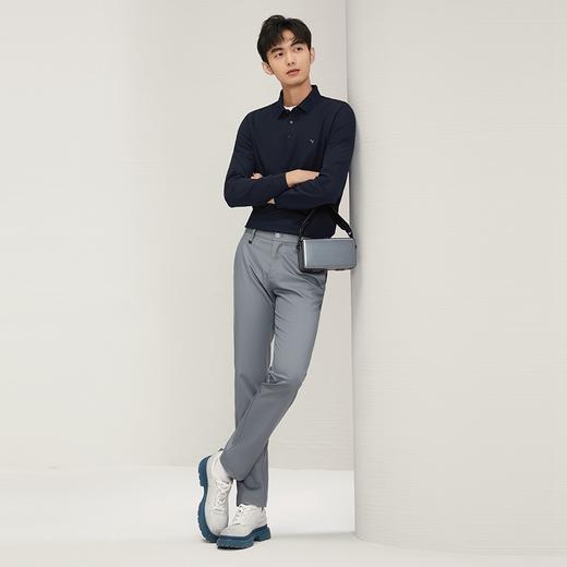 【无缝工艺】柒牌男士华夫格长袖polo衫秋季新款商务百搭翻领T恤127T70260 商品图3