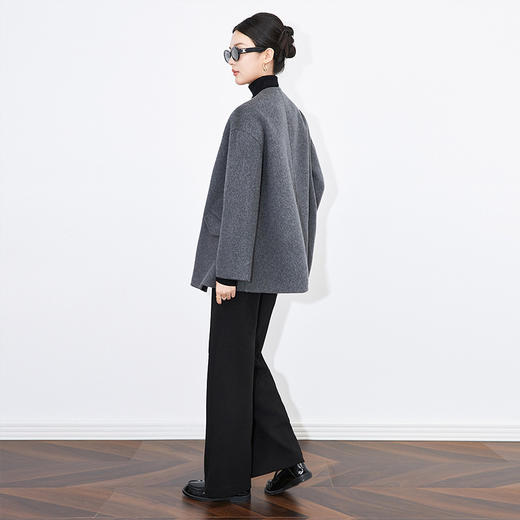 【高货wl】全新升级【铂金会员569/天猫779/差价210】(13005)洛诗琳秋冬新款纯羊毛气质高级感时髦圆领短款双面呢外套 商品图4