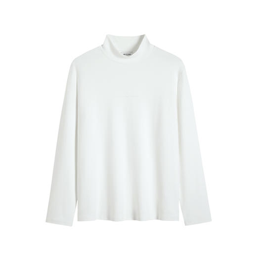 HIM漢崇  舒感莫代尔半高领T恤男简约透明滴胶字母打底衫 2025冬季 商品图4