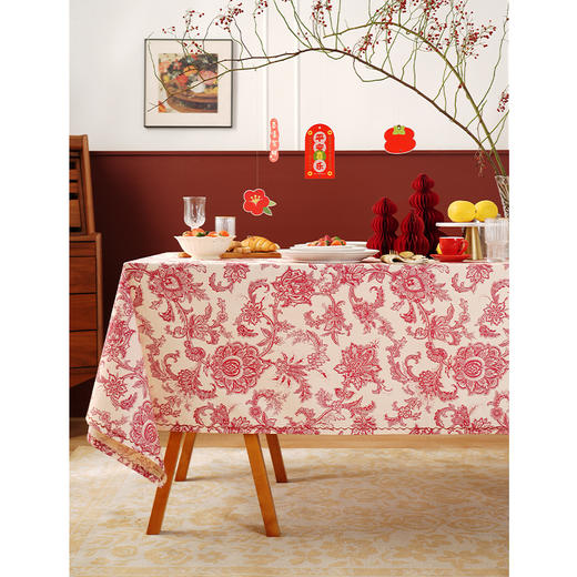 经典印花防水桌布防水防油印花桌布轻奢高级感餐桌长方形氛围感复古定制 商品图0