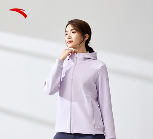 安踏连帽针织运动外套女冬季新款加绒保暖开衫运动上衣162447717N 商品图0