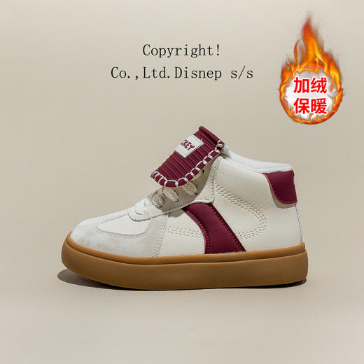迪士尼中大童高帮板鞋冬季款亲子鞋百搭加绒休闲鞋防滑轻便运动鞋ZY24D009 商品图3