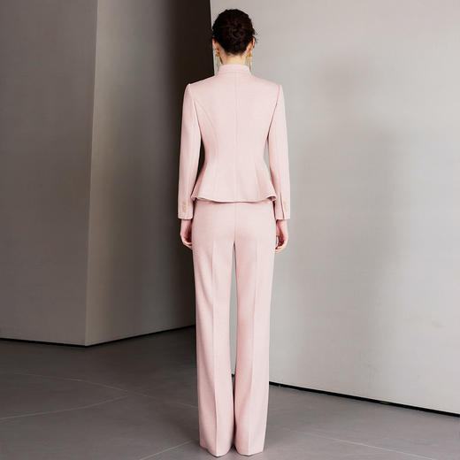 IWY/秋冬季职业装气质女神范西装套装女高端粉色羊毛呢子西服两件套裤CP2187 商品图3