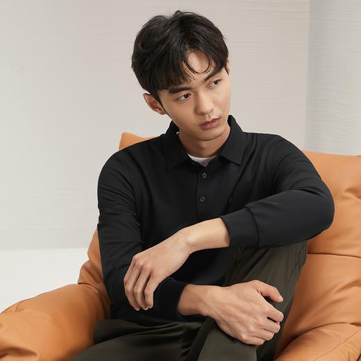 【无缝工艺】柒牌男士华夫格长袖polo衫秋季新款商务百搭翻领T恤127T70260 商品图1