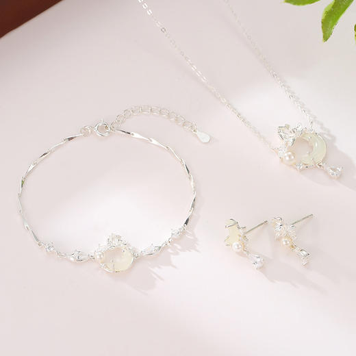 【莲花皎月】纯银和田玉项链【JHY-N001812Y】 商品图2