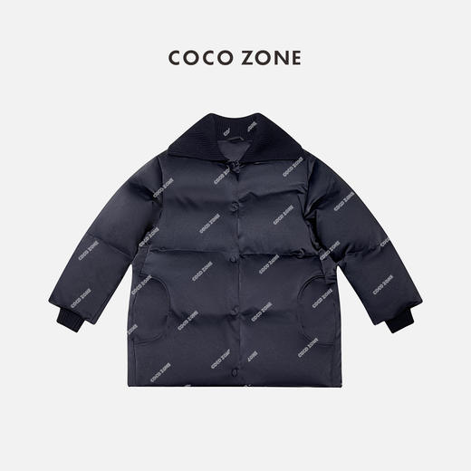 COCO ZONE热力感90鹅绒冬羊毛拼接翻领袖口羽绒服23C30220 商品图1