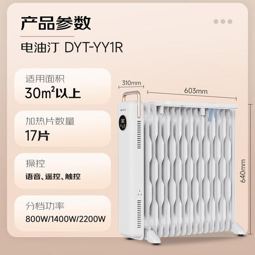 先锋（SINGFUN）取暖器/取暖器家用/取暖电器/电暖器/暖气/电暖气片烤火炉油丁17片热浪油汀电暖炉智能款 DYT-YY1R 商品图1
