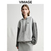 VIMAGE纬漫纪宽松休闲显瘦落肩拼接连帽灰色百搭卫衣2025春季新款V2313901 商品缩略图2