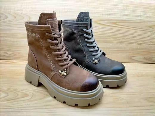 2023秋冬新款女短靴23416808牛皮中跟户外瘦瘦马丁靴 商品图1