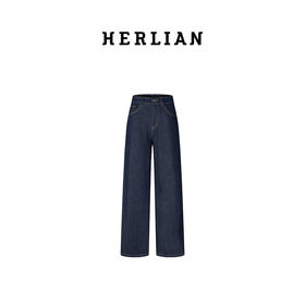 H2ESPAB035BL绣蝴蝶结宽松阔腿牛仔裤