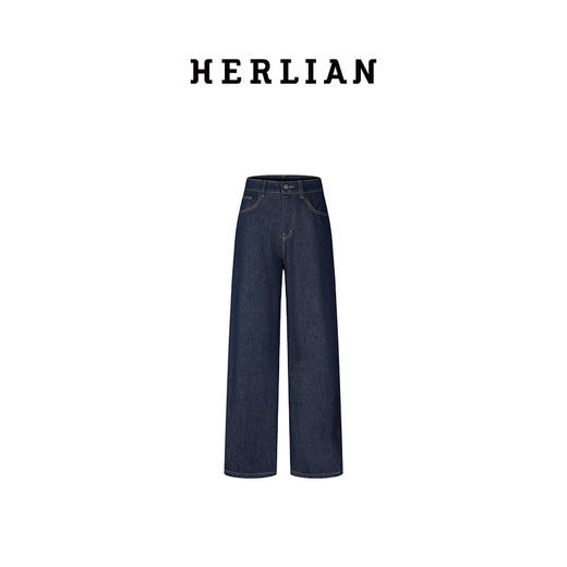 H2ESPAB035BL绣蝴蝶结宽松阔腿牛仔裤 商品图0