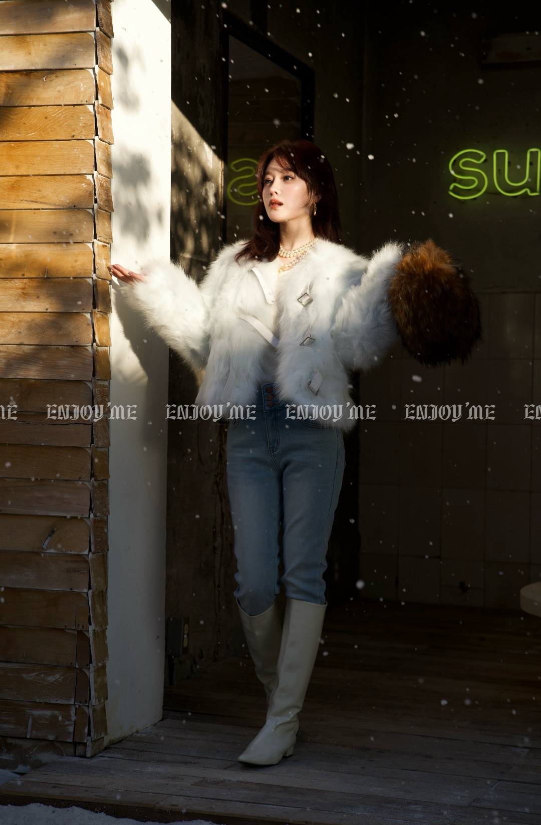 【门店同款】ENJOY冬季三粒扣加绒小脚裤 160446440