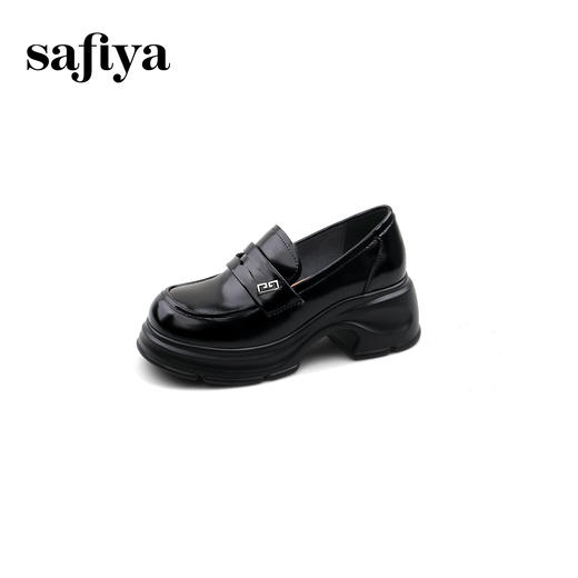 Safiya/索菲娅2025春英伦风粗跟厚底金属扣百搭JK小皮鞋 SFD1112209 商品图7