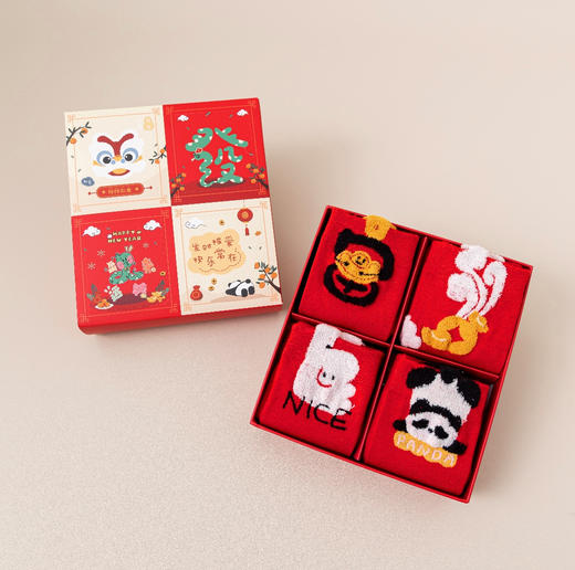 🧧今年最nice的新年袜【HOPENONO蛇年限定福袜】4双礼盒装 巨可爱的发财蛇~简直是本命蛇啊~✨提花礼盒装蛇年本命大红袜年轻人的本命袜 商品图6