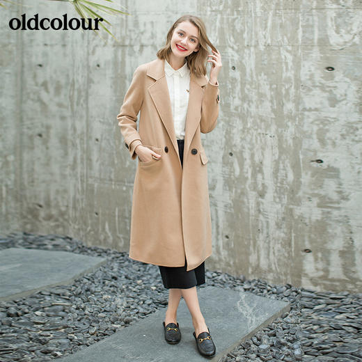 oldcolour欧珂长袖双面长款毛呢大衣女过膝长新款修身显瘦 商品图4