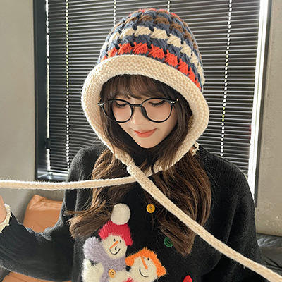 【缤纷多彩！百搭不挑！！！】民族风女必备，流苏球毛线帽，秋冬保暖护耳，手工编织，多彩针织质感。保暖新选择，气质加分；波西米亚风球球针织，不挑脸的百搭款！ 商品图4