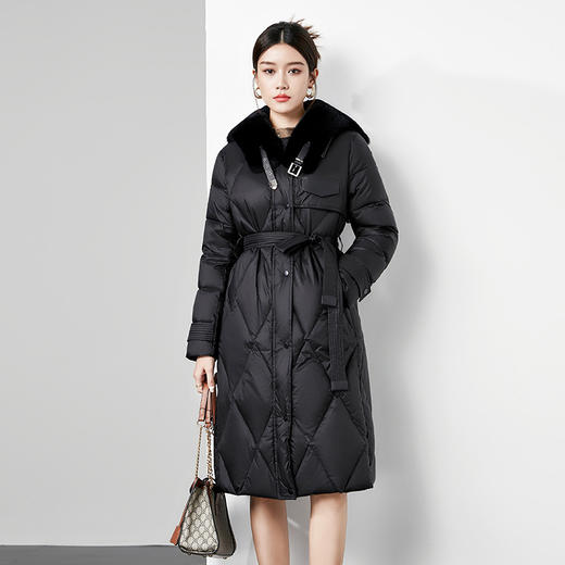 时尚中长款高级感毛领羽绒服，白鸭绒新款收腰女式羽绒外套230140 商品图3