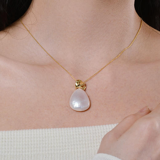 Manreya玛芮雅爱之密钥 银镀金马贝项链 商品图4