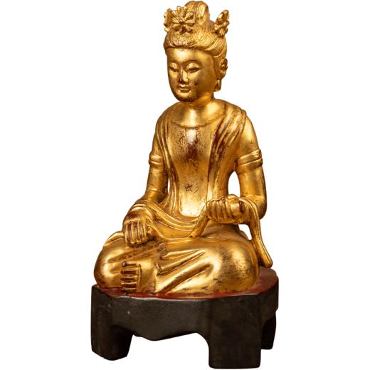 清 檀香木漆金自在观音像 商品图5