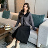 奢姿2025年冬季新款大码女装针织流苏半裙套装胖妹妹撞色两件套9844990317 商品缩略图2