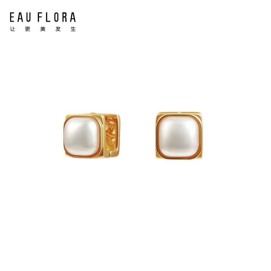 『钛翼』极简仿珍珠方形耳扣