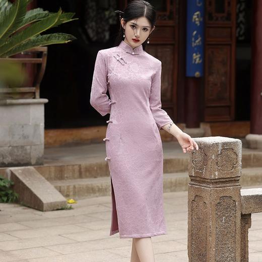 针织提花旗袍高级感复古新中式长袖秋季改良高贵气质显瘦JFX715 商品图1
