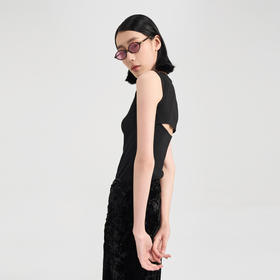 lost in echo2024夏季新款圆领背部镂空修身无袖纯棉吊带背心上衣