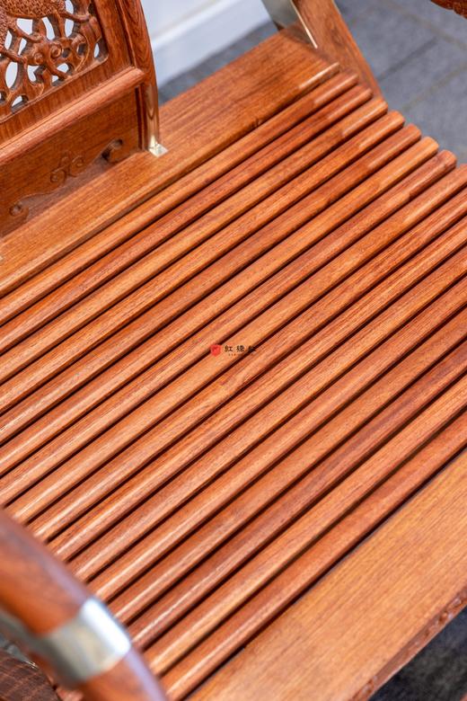 红桥红  家具严选  缅甸花梨(大果紫檀）  【木面 王款 麒麟纹交椅】 商品图4