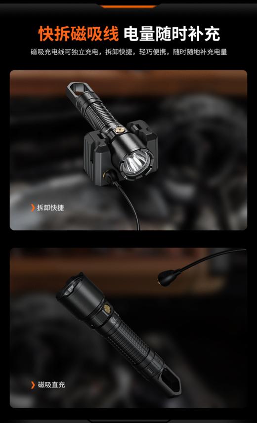 Fenix 菲尼克斯WF25RM高性能座充式巡检手电筒磁吸充电强光高亮带UV光 商品图6