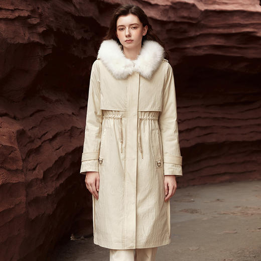 Famecoco范可儿连帽长款羽绒服可拆卸内胆FAB8AH004 商品图1