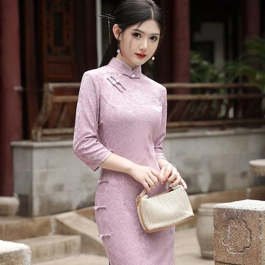 针织提花旗袍高级感复古新中式长袖秋季改良高贵气质显瘦JFX715 商品图2