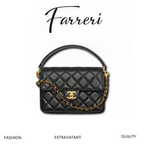 香奶奶 24K CF手柄口盖包 黑金小号正品皮