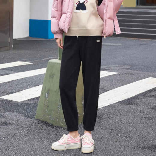 半身缘女裤 冬季宽松松紧腰九分束脚休闲裤244102P30302624 商品图0