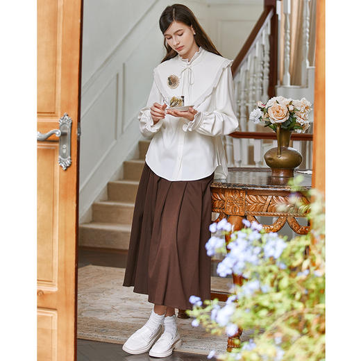 Famecoco范可儿垂感百褶裙西装半裙女秋冬FAB8HA021 商品图2