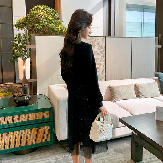 奢姿大码女装2025秋季气质网纱拼接假两件裙子胖妹妹时尚连衣裙9944891823 商品图3