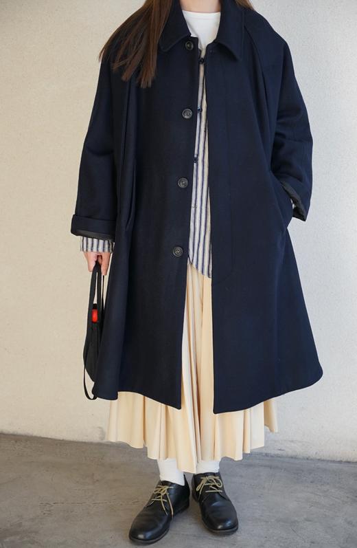 ECOLE DE CURIOSITES 深海军蓝洛登羊毛披风大衣(全内衬) 商品图7