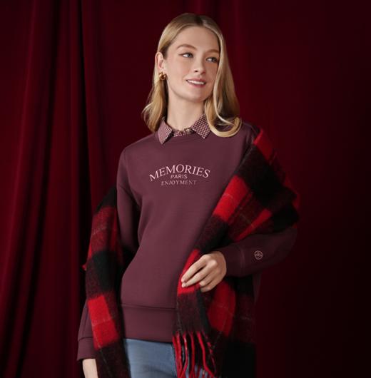 佐丹奴女装24新款【空气层】蓬松柔软弹力卫衣05324604 商品图0