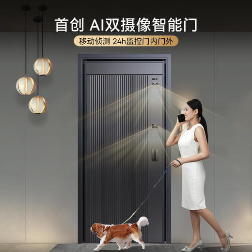 亚太天能精雕铸铝智能门AI双摄监控防盗入户门家用进户门子母大门M8 商品图1