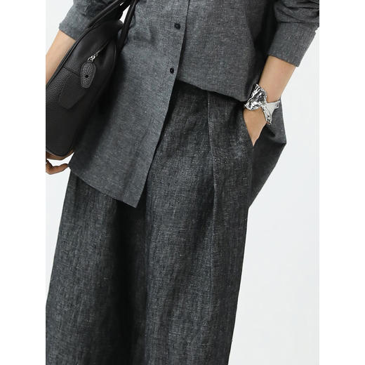 COCOBELLA[100%亚麻]老钱风奢感通勤西裤九分阔腿女休闲裤PA3067 商品图2