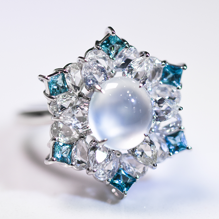 「冰雪奇缘」雪花高冰翡翠戒/吊坠双戴款【现货可改手寸】