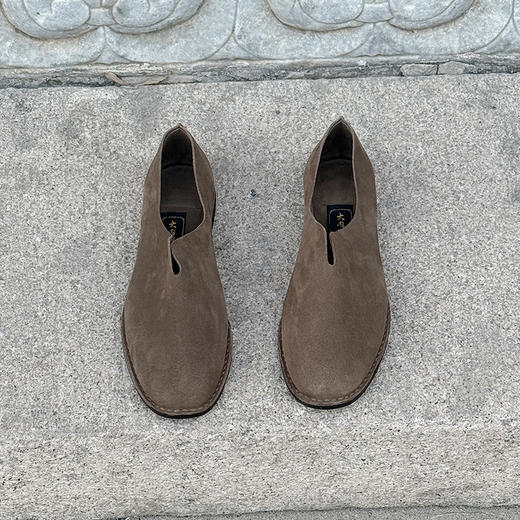 内联升男鞋手工单鞋镶芯皮底反绒牛皮便鞋DN7150 商品图2