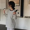 【顺丰包邮】35950 洛诗琳纯天然棉简约经典条纹落肩长袖T恤521 商品缩略图3
