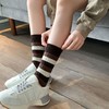 【敲好看！百搭又个性】袜子女 条纹中筒袜粗针秋冬款ins潮纯棉爆款学院风咖系堆堆袜百搭。ry 商品缩略图1