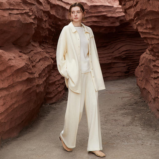 Famecoco范可儿天丝羊毛混纺衬衫式外套女FAB8AB005 商品图3