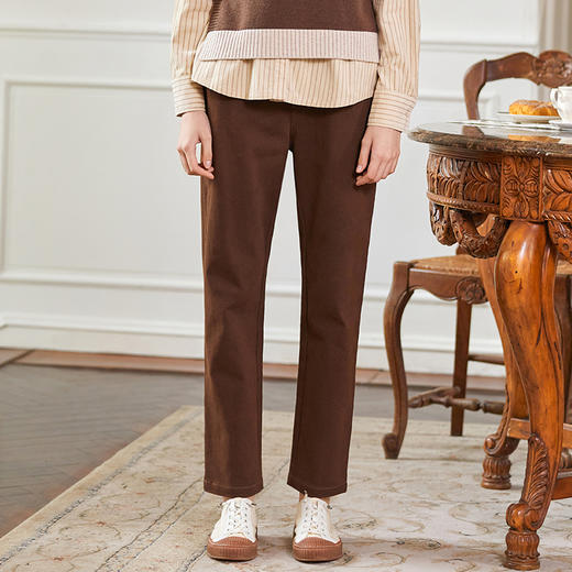 Famecoco范可儿纯棉设计感休闲长裤女秋冬FAB8GA031 商品图1