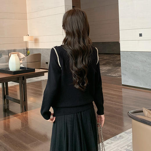 奢姿大码女装2024秋季减龄蝴蝶图案针织衫胖妹妹半高领时尚上衣2743200911 商品图3