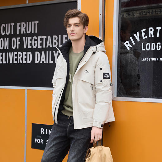 半身缘男装 冬季工装宽松版防风防水连帽羽绒服244312P01712961 商品图3