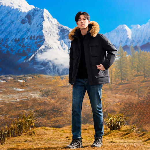 拓路者鸭绒中长款派克服羽绒服男款24年冬新毛领保暖户外保暖外套 商品图4