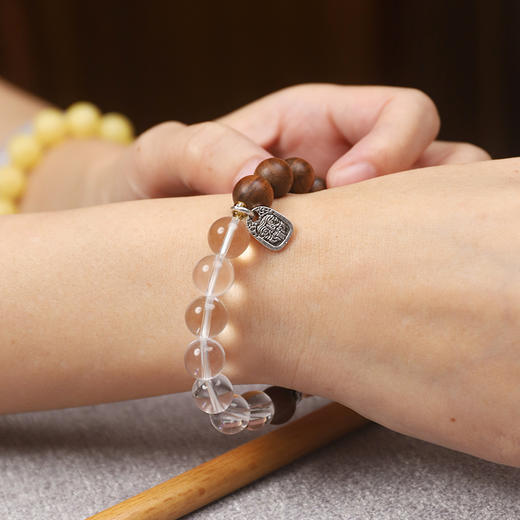 【2025年十二生肖手串】马女 能量矩阵“聚粮入库”白水晶花梨木手串手链 女士单圈手串配饰【马女-建议戴左手】 商品图4