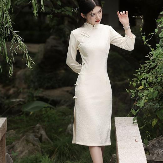 针织提花旗袍高级感复古新中式长袖秋季改良高贵气质显瘦JFX715 商品图3